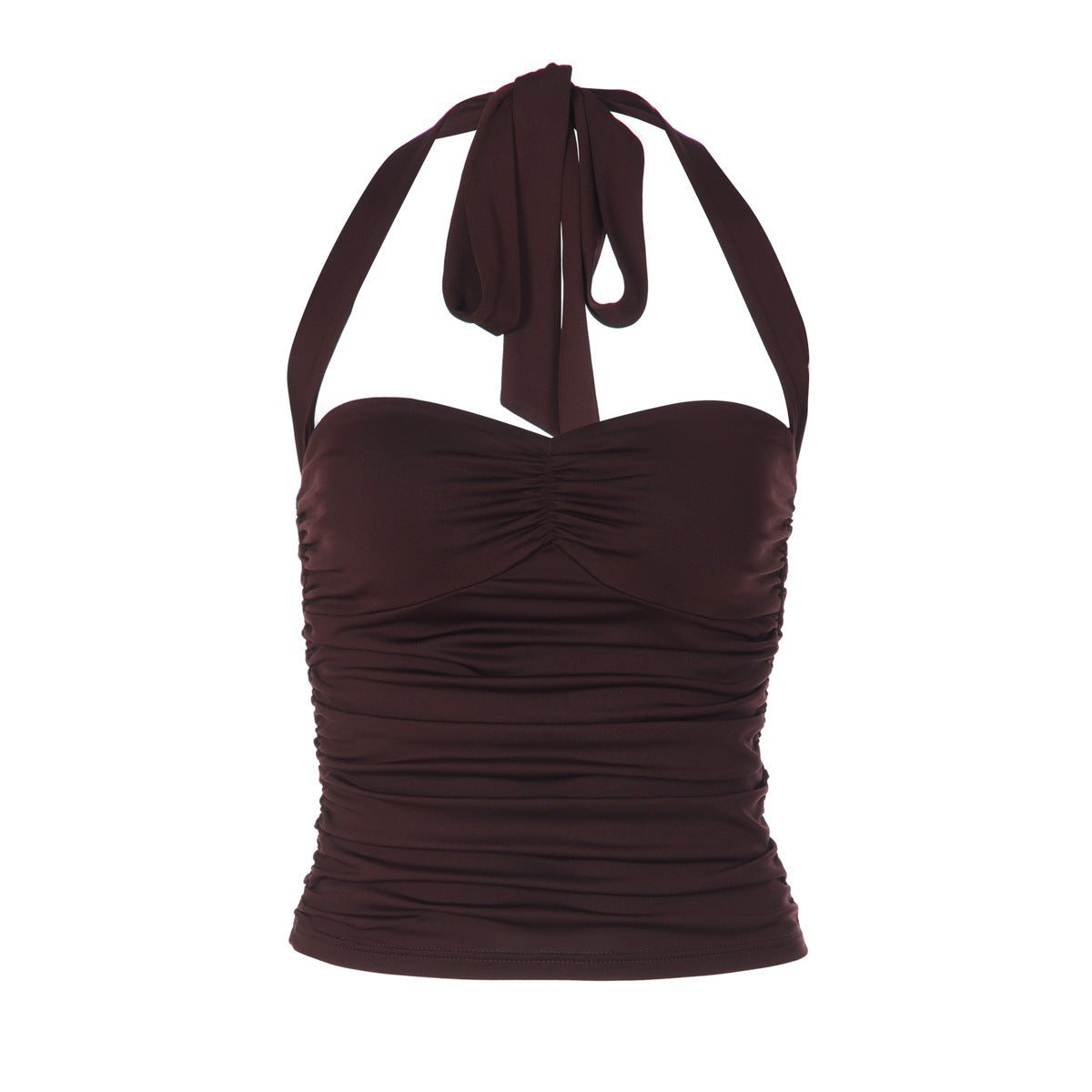 Women Sexy Tube Top off Neck Halter Tied Slim Fit Pleated Vest Bella Mia