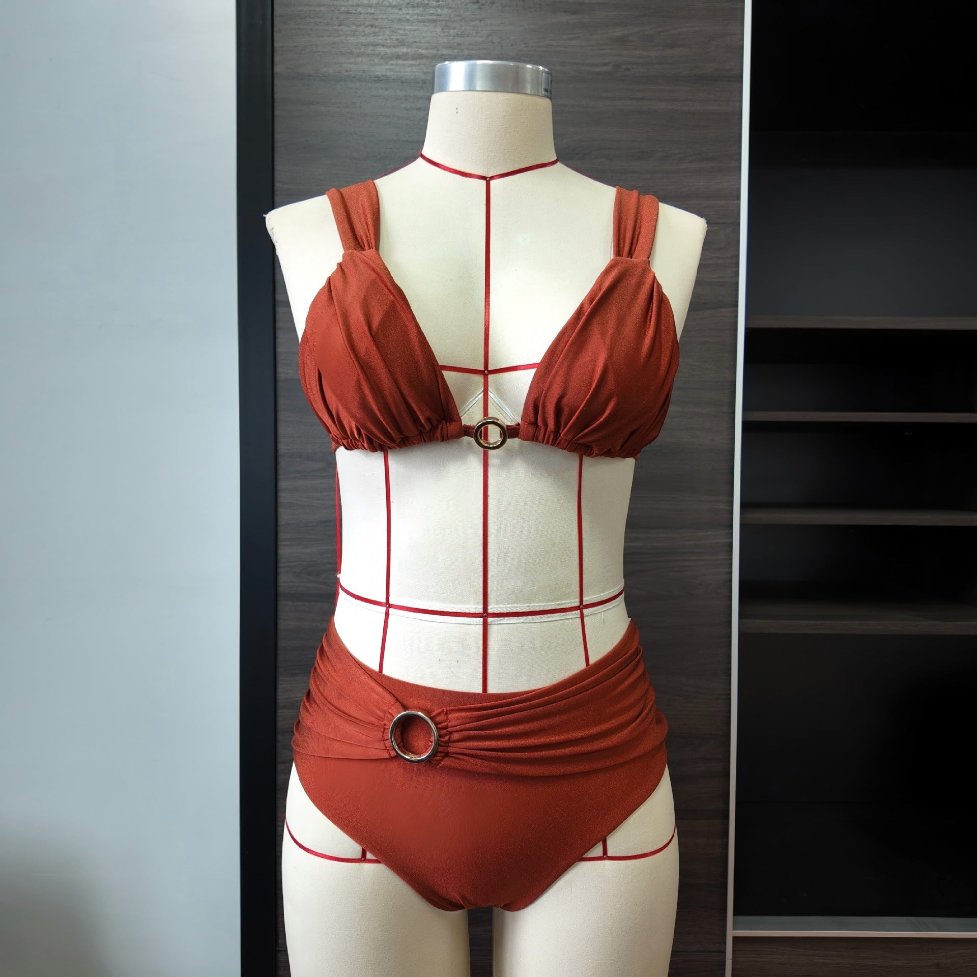 Arrival Women Bikini Split Swimsuit Women Solid Color Sexy Pleated Bikini