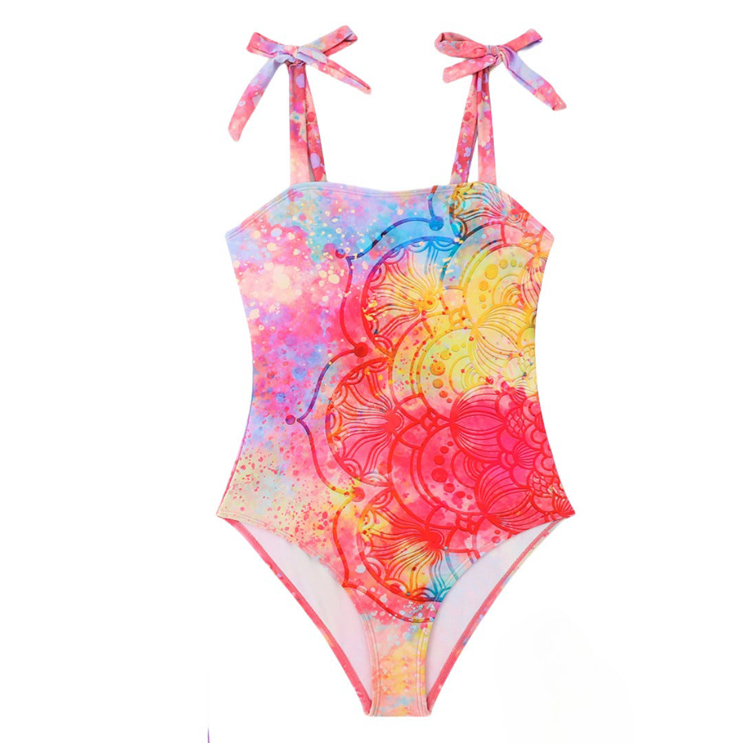 Two Piece Set Swimsuit Multi Color Printed Mesh Maxi Dress Conservative Women Swimsuit Bella Mia