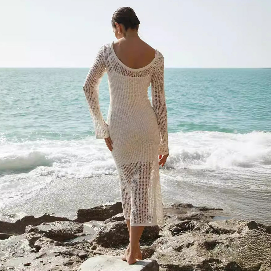 Summer Beach Dress Sexy Cutout See through Sun Protection by the Sea Beach Cover Up Knitted Dress Bella Mia