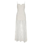 Women Clothing See through Lace Split Pleated Sling Elegant Dress Holiday Sheath Dress Bella Mia