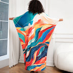 Positioning Print Holiday Loose plus Size Robe Beach Cover up Dress Bikini Cover-up Women's Clothing Bella Mia