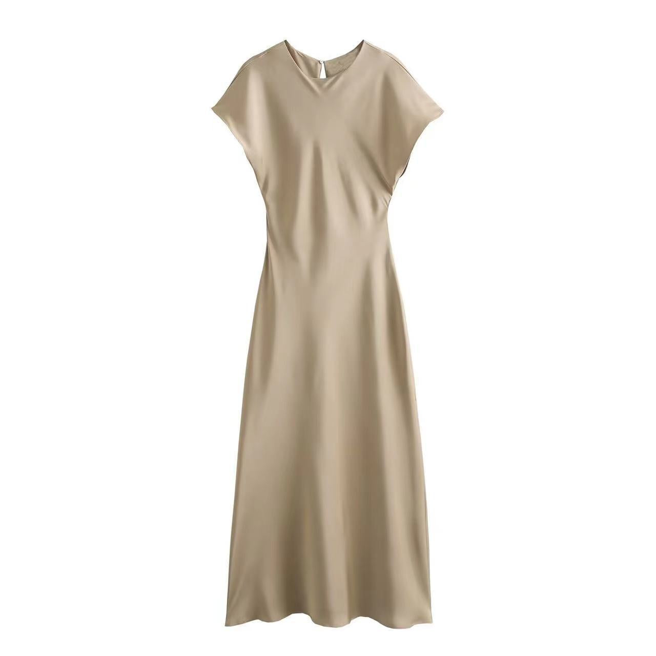 Satin Dress Satin Sleeveless Dress Casual Solid Color V neck Silk Satin Midi Dress Bella Mia