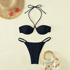 Leopard Print Lace up Swimsuit Steel Bracket Split Suit Sexy Bikini Swimsuit Bella Mia