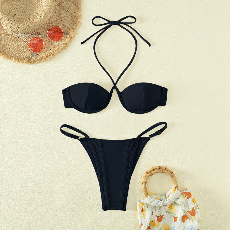 Leopard Print Lace up Swimsuit Steel Bracket Split Suit Sexy Bikini Swimsuit Bella Mia