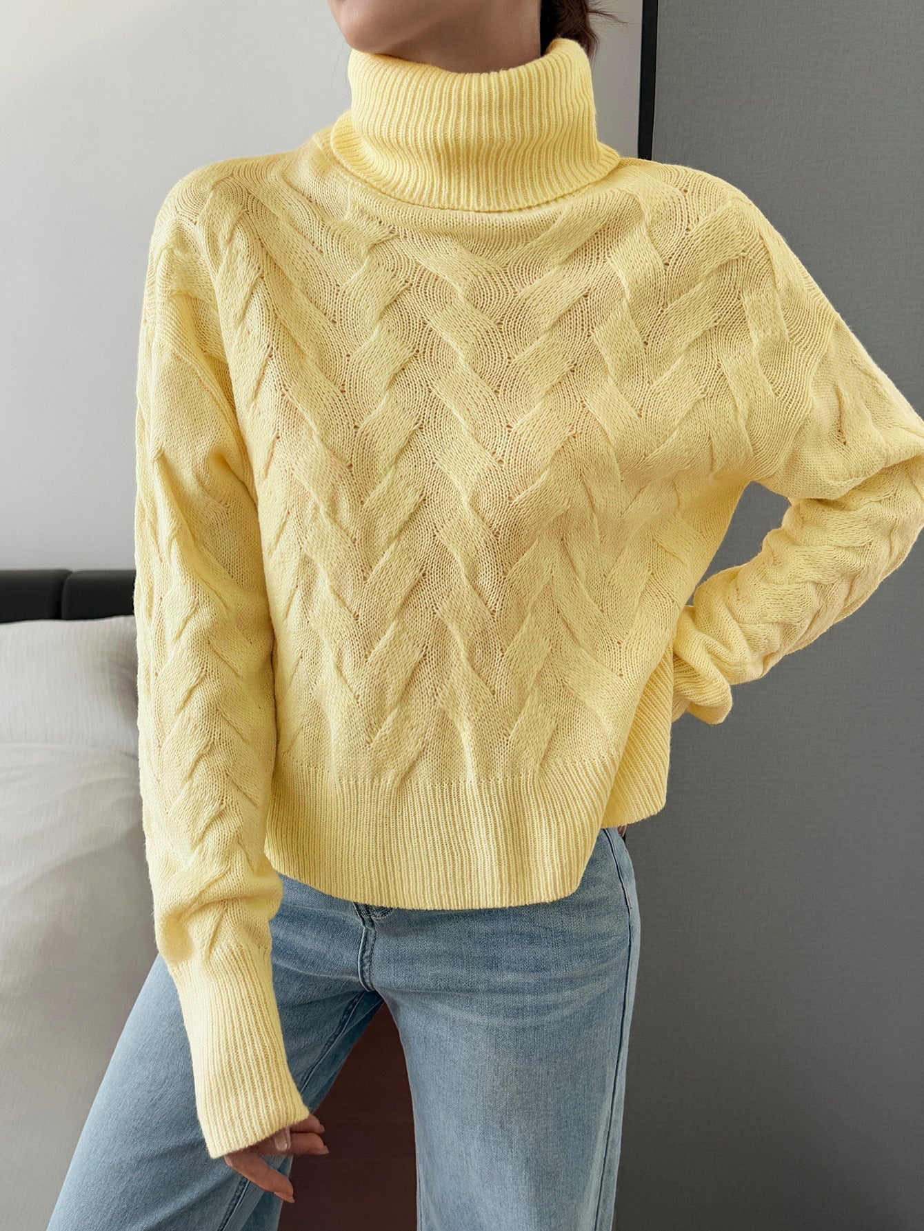 Women Clothing Autumn Winter Casual Solid Color Wool Long Sleeve Sweaters Bella Mia