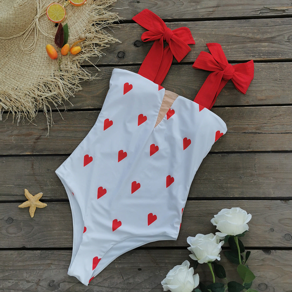 One Piece Swimsuit Women Sexy Line Strap Tube Top One Piece High Waist Love Swimsuit Bella Mia