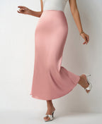 Women Clothing Spring Summer Slim Satin Skirt Satin Mid Length Sheath Fishtail Skirt Bella Mia
