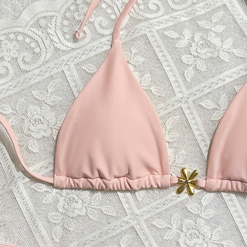 Sexy Exposed Back Women Summer Beach Solid Color Bikini Bella Mia