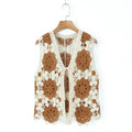 Spring Arrival Contrast Color Crocheted Top Comfort Casual Women Clothing Hong Kong Retro Hollow Out Cutout Design Vest Bella Mia
