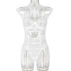 Sexy Three Piece Summer Lace Eyelash Lace Stitching with Halter Foot Ring Bella Mia
