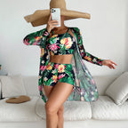 Swimsuit Women Split Three Piece Boxer Shorts Printing Mesh Red Conservative Swimsuit Bella Mia