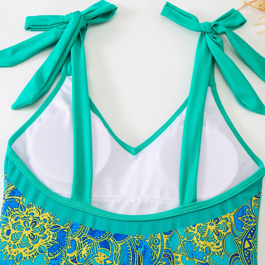 Women Sexy One Piece Swimsuit Women Skinny Slimming Retro Tied Swimsuit Suit Chiffon Dress Bella Mia