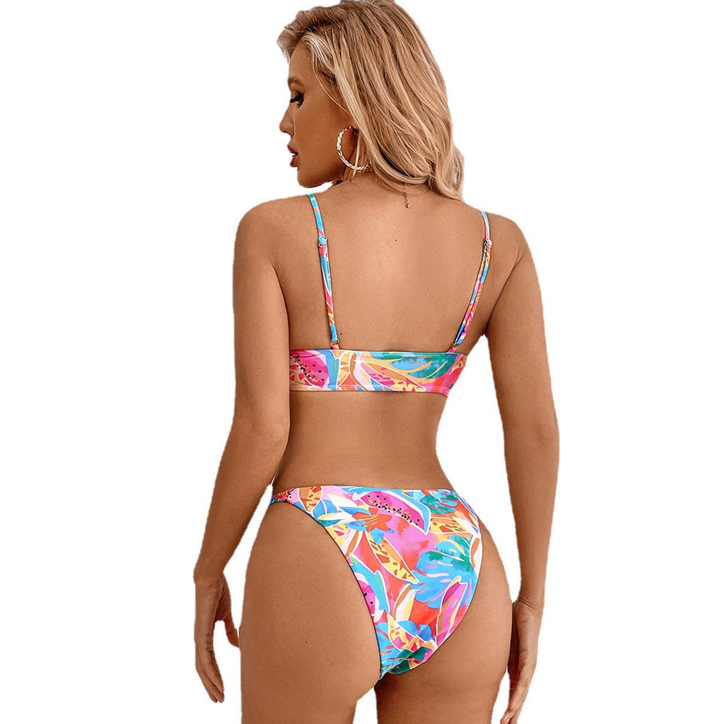Sexy Bikini Floral Split Bikini Beach Vacation Backless Swimsuit Bikini Gather Swimwear Bella Mia