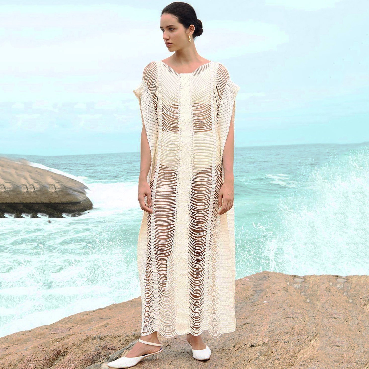 Knitted Hollow Out Cutout Robe Vacation Casual Beach Bikini Cover Bella Mia