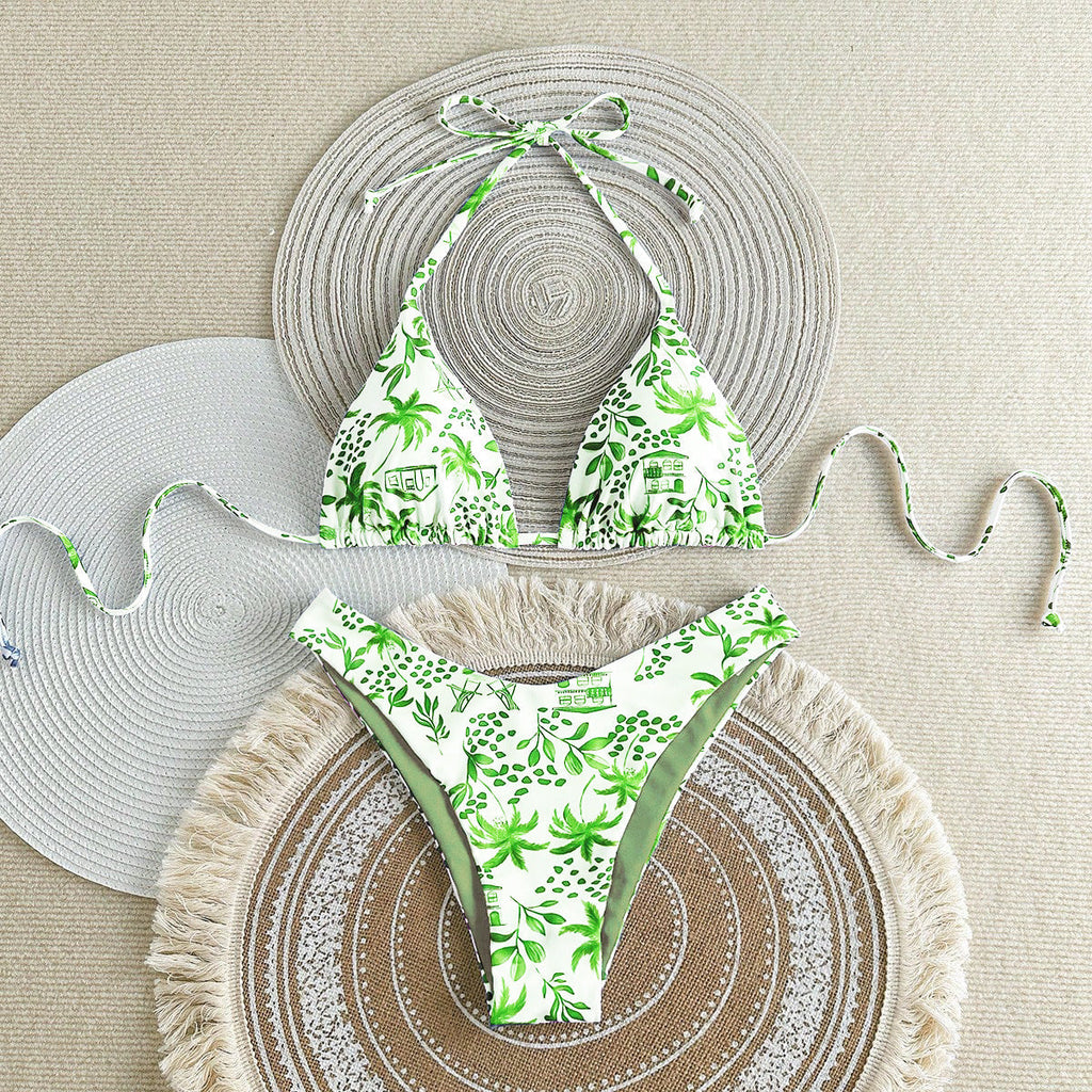 Split Swimsuit Sexy Women Fission Swimsuit Tropical Leaf Printed Swimsuit Bella Mia