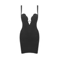 Sexy V neck Strap Zipper Furcal Lower Hem Dress Nightclub Black French Dress Bella Mia