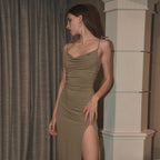 Sling Pockets Collar Sexy Split Vacation Elegant Dress Summer Women Clothing Bella Mia