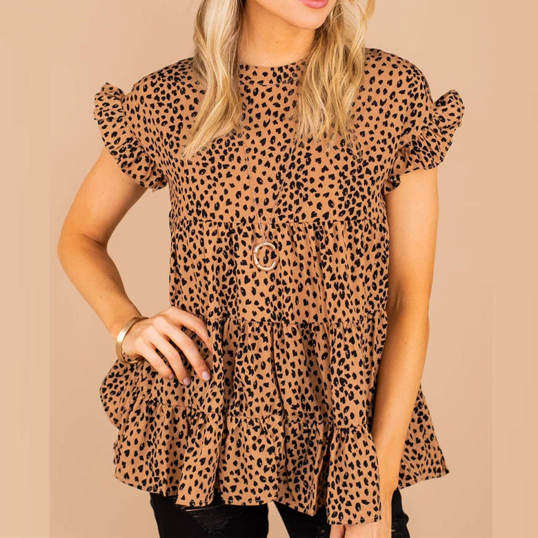 Women Clothing Shirt Women Small Floral Short Sleeve Swing Women Top Sweet Arrival Shirt Bella Mia