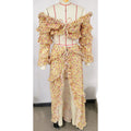 Chiffon Long Sleeve Split Beach Skirt Vintage Floral Split Skirt Sets Seaside Vacation