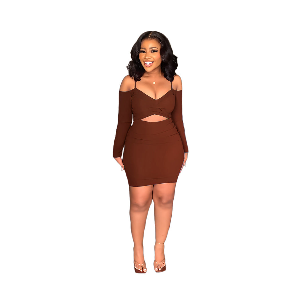 Sexy Slim Fit All Match Off The Shoulder Strap Mini Sheath Dress Bella Mia
