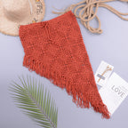 Spring Summer Women Clothing Sexy See-through Hollow Out Cutout Knitted Dress Open Oblique Tassel Beach Skirt Bella Mia