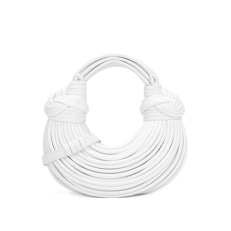Hand Woven Faux Leather Portable Crescent Women Bag Knotted Noodles Bag Hand Carrying Cloud Underarm Bag Bella Mia