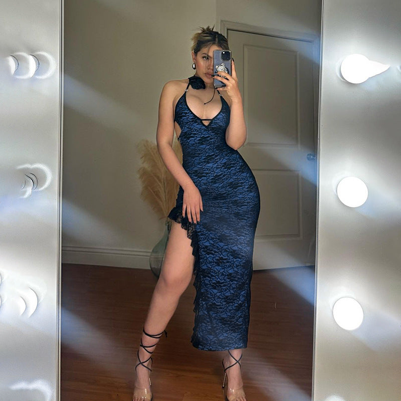 Summer Type Hip Synthetic Lace Sexy Slit Sling Dress Women Bella Mia