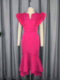 Sexy Ruffle Pleated Short Sleeve Dress Cocktail High Waist Sheath Fishtail Dress Dresses Bella Mia