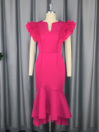 Sexy Ruffle Pleated Short Sleeve Dress Cocktail High Waist Sheath Fishtail Dress Dresses Bella Mia