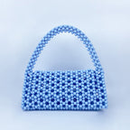 Pearl Bag Women Hand Woven Acrylic Beaded Bag Retro Fairy Small Handbag Triangle Wrist Bag Bella Mia