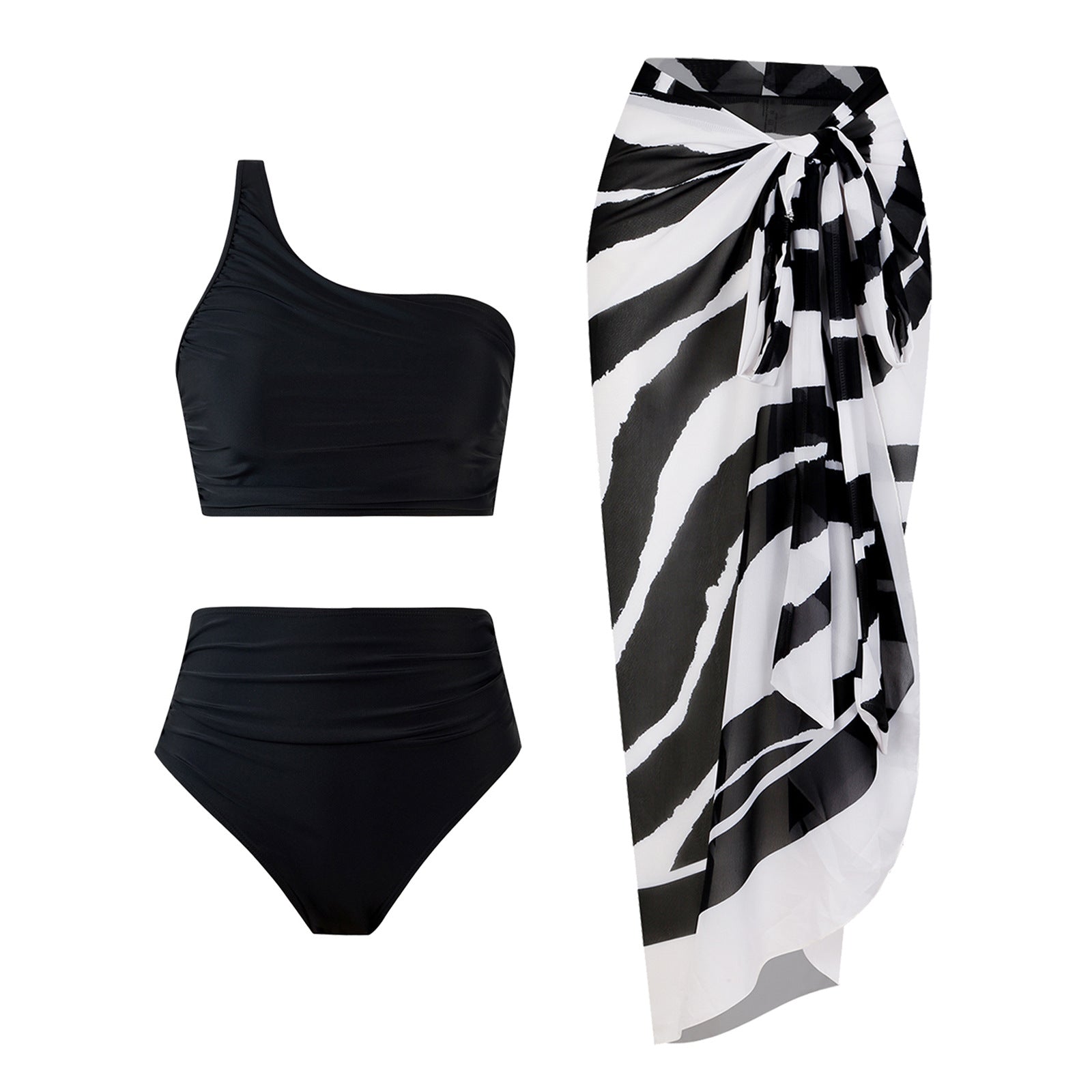 High Waist Solid Color Bikini Swimsuit Women Split Swimsuit Bikini