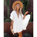 Slub Cotton Pumping Belt Beach Cover up Sun Protection Sexy Backless Short Dress Women Swimsuit Outer Wear Women Bella Mia