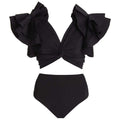 Retro High Waist Split Swimsuit Women Ruffled Bikini Swimsuit Chiffon Beach Skirt Set Bella Mia