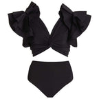Retro High Waist Split Swimsuit Women Ruffled Bikini Swimsuit Chiffon Beach Skirt Set Bella Mia