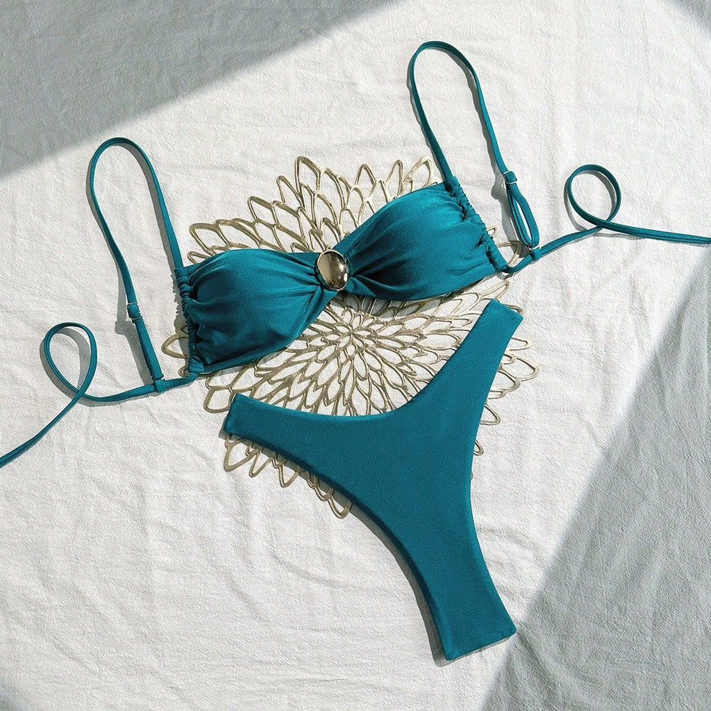 Bikini Sexy Bikini Solid Color Tube Top Split Women Swimsuit Women Bella Mia