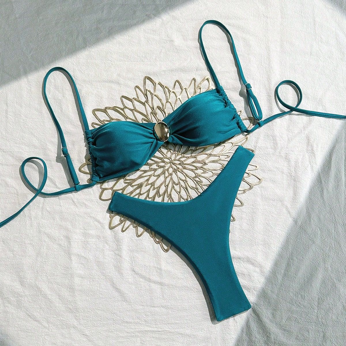 Bikini Sexy Bikini Solid Color Tube Top Split Women Swimsuit Women Bella Mia