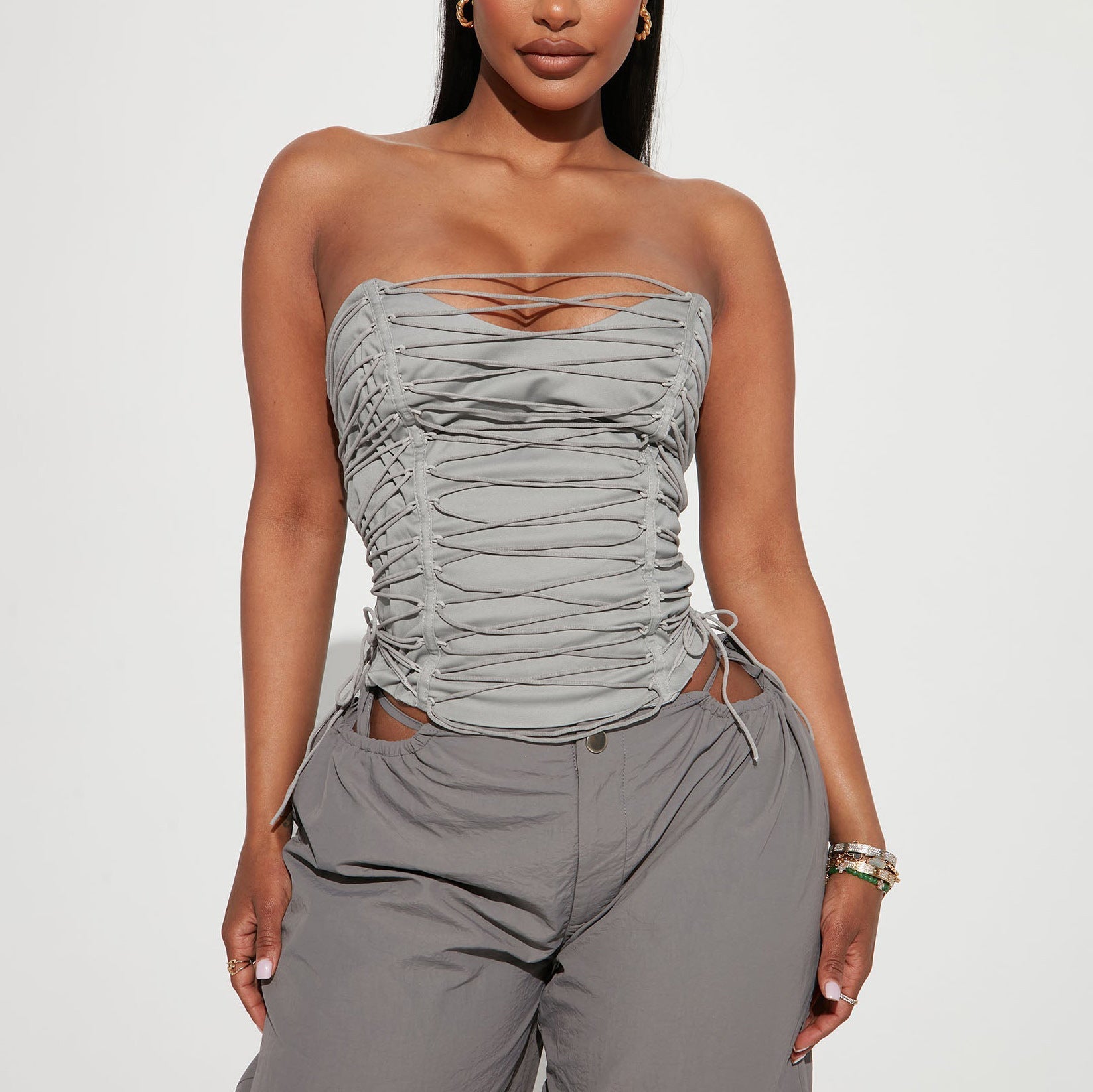 Sexy Cropped Top Strap Design Corset Sexy Cool Girl Boning Corset Vest Women Bella Mia