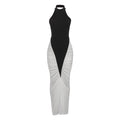 Summer Women Clothing Sexy Halter Backless Pleated Contrast Color Slim Fit Sheath Dress Bella Mia
