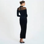 Autumn Winter Wear Voile See through Stitching Dress Sexy Tight Solid Color Dress Bella Mia