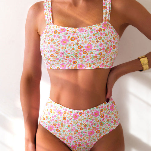 Bikini Small Floral High Waist Sexy Bikini Split Swimsuit Swimwear Women Bella Mia