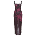 Spring Summer Women Sexy Strap Lace Slim Sheath Print Retro Dress Bella Mia