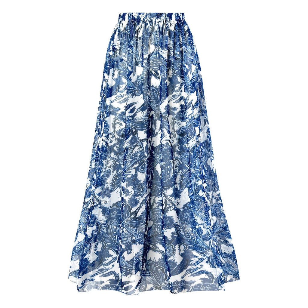 One Piece Swimsuit Women Skinny Slimming Vintage Printed Chiffon Dress With Steel Bracket Hard Bag Bella Mia