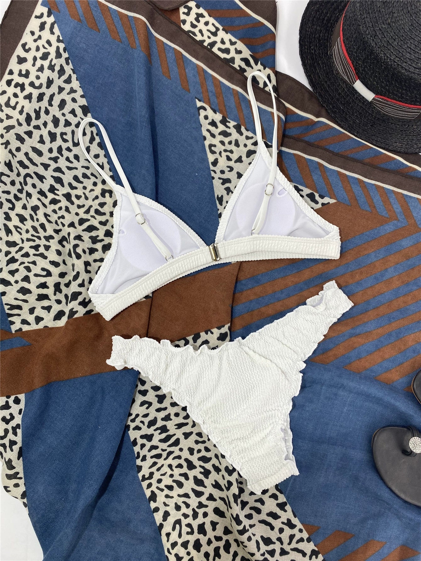 Whitney White Frill High Cut Bikini LUXLIFE BRANDS