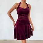 Women Clothing Sexy Halter Dress Autumn Winter Backless Socialite Sexy Design Short Bella Mia