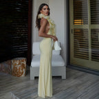 Summer Elegant Halter Deep V Plunge Dress Sexy Backless Sheath Dress Bella Mia