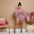 Sequined Tassel Evening Dress Short Sleeve Dress Women Sexy Party Bella Mia