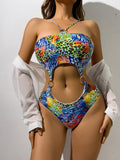 Color Leopard Print Hollowed Sexy Swimsuit Bella Mia