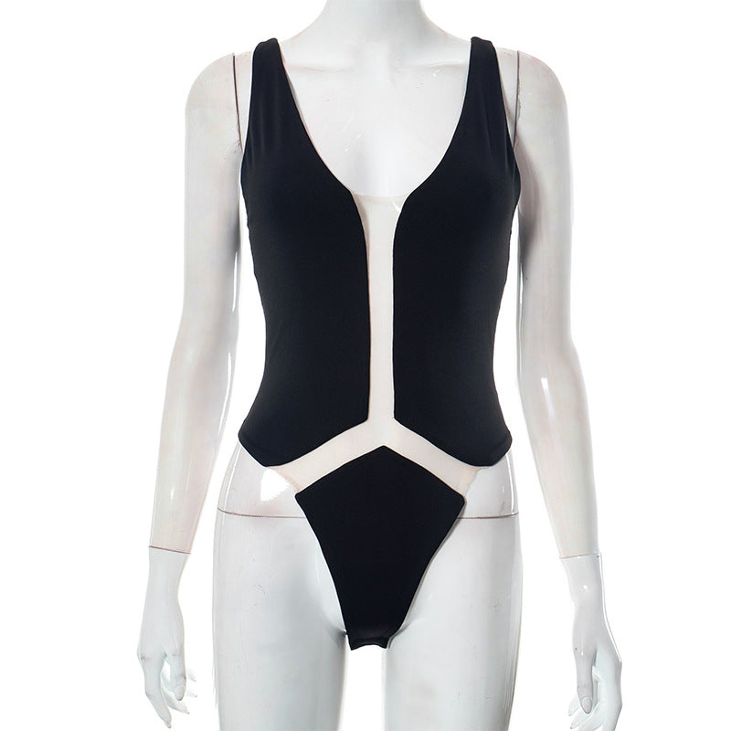 Women Clothing Summer Sexy Mesh See through Skinny Hip Raise Jumpsuit Bella Mia