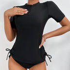 Short Sleeve Sunscreen One Piece Bikini Triangle Tight Sports Split Swimsuit Swimwear Bella Mia